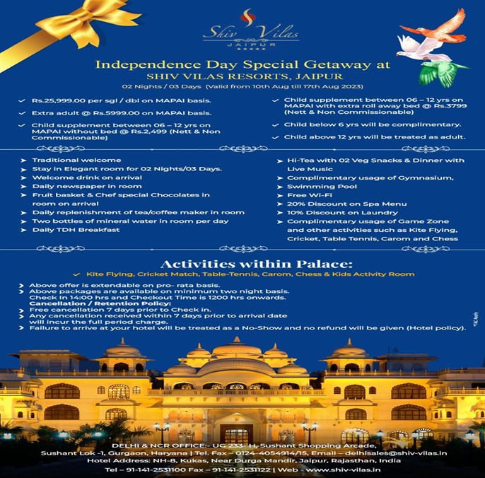 Independence Special Getaway Package at Shiv Vilas